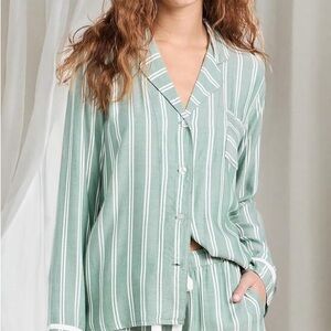 PJ Salvage Sage Green Striped Pajama Top